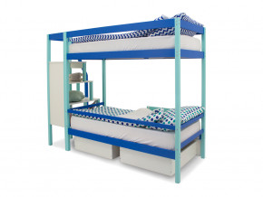Двухъярусная кровать Svogen с ящиками и бортиком мятно-синий в Салехарде - salekhard.magazinmebel.ru | фото - изображение 4