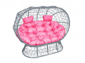 Кокон Лежебока на подставке с ротангом розовая подушка в Салехарде - salekhard.magazinmebel.ru | фото - изображение 1
