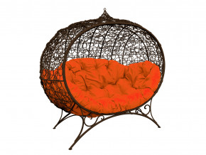 Кокон Улей на ножках с ротангом оранжевая подушка в Салехарде - salekhard.magazinmebel.ru | фото