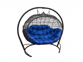 Кокон Улей подвесной с ротангом синяя подушка в Салехарде - salekhard.magazinmebel.ru | фото - изображение 1