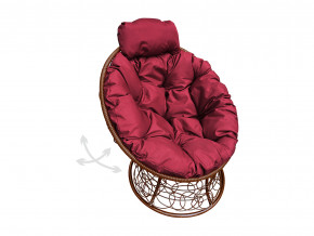Кресло Папасан мини пружинка с ротангом бордовая подушка в Салехарде - salekhard.magazinmebel.ru | фото