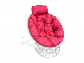 Кресло Папасан мини пружинка с ротангом красная подушка в Салехарде - salekhard.magazinmebel.ru | фото