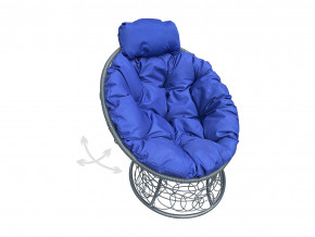 Кресло Папасан мини пружинка с ротангом синяя подушка в Салехарде - salekhard.magazinmebel.ru | фото
