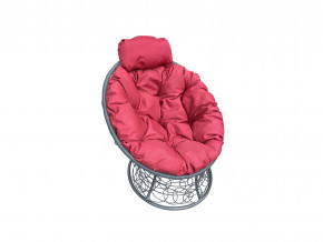 Кресло Папасан мини с ротангом красная подушка в Салехарде - salekhard.magazinmebel.ru | фото