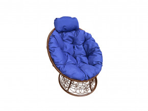 Кресло Папасан мини с ротангом синяя подушка в Салехарде - salekhard.magazinmebel.ru | фото