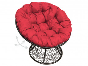 Кресло Папасан пружинка с ротангом красная подушка в Салехарде - salekhard.magazinmebel.ru | фото - изображение 1