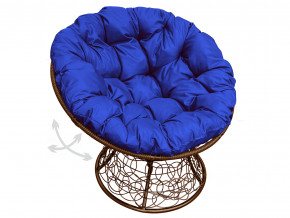 Кресло Папасан пружинка с ротангом синяя подушка в Салехарде - salekhard.magazinmebel.ru | фото