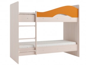 Кровать 2-х ярусная Мая на латофлексах млечный дуб, оранжевая в Салехарде - salekhard.magazinmebel.ru | фото