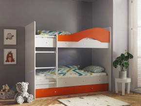Кровать 2-х ярусная Мая с ящиками на латофлексах белый-оранж в Салехарде - salekhard.magazinmebel.ru | фото