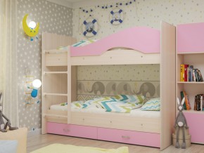 Кровать 2-х ярусная Мая с ящиками на латофлексах розовая в Салехарде - salekhard.magazinmebel.ru | фото - изображение 1