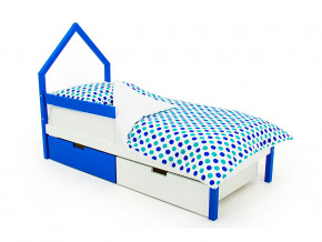 Кровать-домик мини Svogen с ящиками и бортиком сине-белый в Салехарде - salekhard.magazinmebel.ru | фото - изображение 1