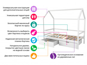 Кровать-домик Svogen с фото с ящиками и бортиком белый/барашки в Салехарде - salekhard.magazinmebel.ru | фото - изображение 2