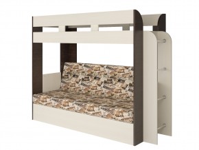 Кровать двухъярусная Карамель 75 венге ткань вегас в Салехарде - salekhard.magazinmebel.ru | фото - изображение 1