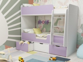 Кровать двухъярусная Малыш двойняшка белый-ирис в Салехарде - salekhard.magazinmebel.ru | фото
