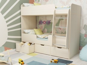 Кровать двухъярусная Малыш двойняшка дуб молочный в Салехарде - salekhard.magazinmebel.ru | фото