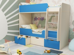 Кровать двухъярусная Малыш двойняшка дуб молочный-голубой в Салехарде - salekhard.magazinmebel.ru | фото - изображение 1
