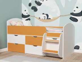 Кровать Малыш-7 белое дерево-оранжевый в Салехарде - salekhard.magazinmebel.ru | фото