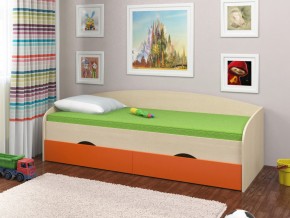 Кровать Соня 2 дуб молочный-оранжевый в Салехарде - salekhard.magazinmebel.ru | фото
