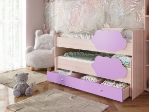 Кровать Соник с ящиком млечный дуб-ирис в Салехарде - salekhard.magazinmebel.ru | фото