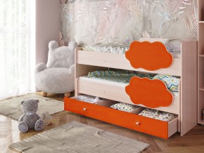 Кровать Соник с ящиком млечный дуб-оранж в Салехарде - salekhard.magazinmebel.ru | фото - изображение 1