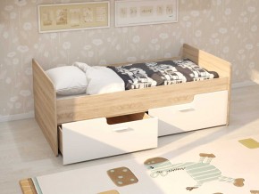 Кровать Умка дуб сонома с белыми ящиками в Салехарде - salekhard.magazinmebel.ru | фото
