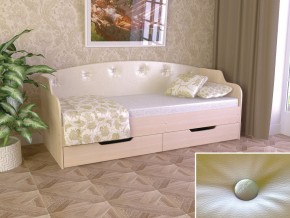 Кровать Юниор Тип 2 дуб молочный-белый перламутр 800х1600 в Салехарде - salekhard.magazinmebel.ru | фото
