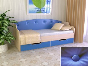 Кровать Юниор Тип 2 дуб молочный/синий 800х1600 в Салехарде - salekhard.magazinmebel.ru | фото