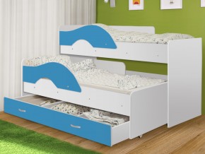 Кровать выкатная Радуга с ящиком 80х160 белая-голубой в Салехарде - salekhard.magazinmebel.ru | фото
