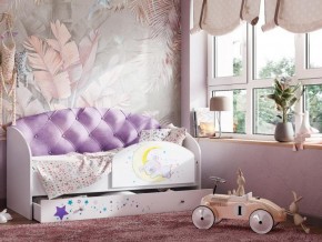 Кровать Звездочка с бортиком Белый-фиолетовый в Салехарде - salekhard.magazinmebel.ru | фото