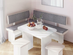 Кухонный уголок Парма Белый, ткань серая в Салехарде - salekhard.magazinmebel.ru | фото - изображение 3