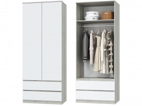 Шкаф для одежды 2х дверный с ящиками Лори дуб серый, белый в Салехарде - salekhard.magazinmebel.ru | фото