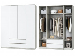 Шкаф для одежды четырехдверный Лори дуб серый, белый в Салехарде - salekhard.magazinmebel.ru | фото - изображение 1
