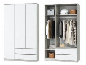 Шкаф для одежды трехдверный Лори дуб серый, белый в Салехарде - salekhard.magazinmebel.ru | фото