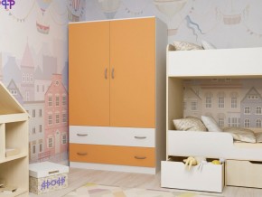 Шкаф двухстворчатый белый-оранж в Салехарде - salekhard.magazinmebel.ru | фото