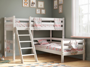 Угловая кровать Соня Вариант 8 с наклонной лестницей белая в Салехарде - salekhard.magazinmebel.ru | фото